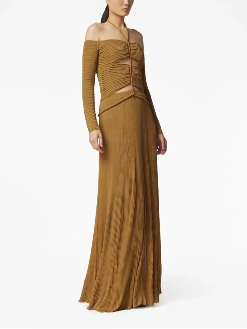 Altuzarra Imia Knit Ribbed Maxi Dress in Mustard Gold